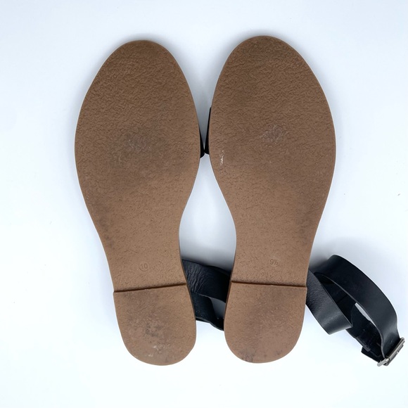 Madewell The Boardwalk Ankle Strap Sandals Black Leather Left 9.5 / Right 10 - Picture 13 of 17